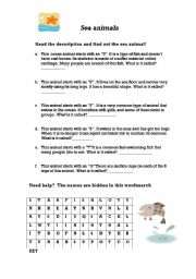 English Worksheet: Sea animals