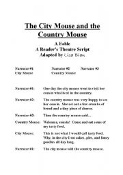 English Worksheet: City mouse and Country mouse