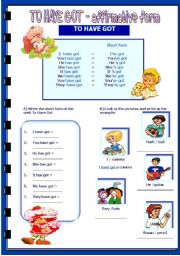 English Worksheet: TO HAVE GOT