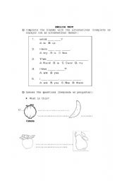 English worksheet: this/that, fruits, greetings