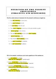 English Worksheet: Present Continuous