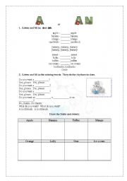 English Worksheet: A or An