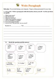 English worksheet: White Paragraph