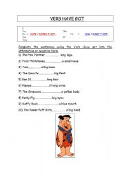 English Worksheet: Verb Have Got and Cartoons