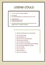 English worksheet: could