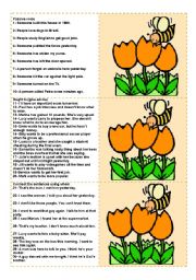 English Worksheet: Bee Cards (to be used with the Bee Boardgame) - 100 questions for advanced ss (fully editable)