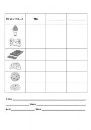 English worksheet: Food Likes/Dislikes Survey