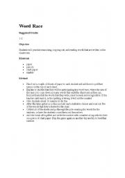 English Worksheet: Word Race Activity