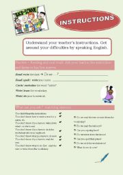 English Worksheet: Back to school day -- Instructions
