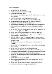 Conversation question sheet: Technology