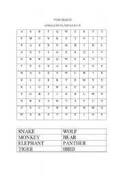 English Worksheet: Jungle book word search