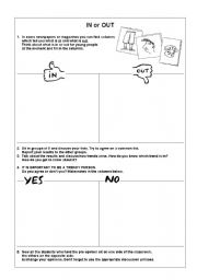 English Worksheet: Fashion - In or Out