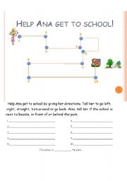 English Worksheet: Help Ana Get to School! (Directions)