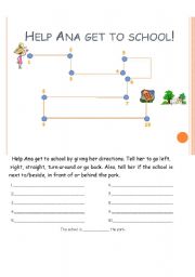 English worksheet: Help Ana Get to School! (Directions)