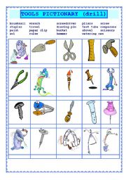 English Worksheet: Tools Pictionary Drill