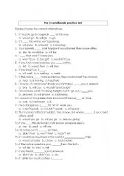 English Worksheet: The 4 conditionals practise test