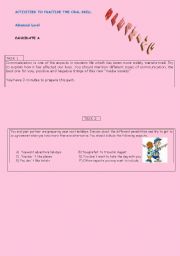 English worksheet: activities to practise oral skill