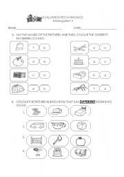 English Worksheet: TEST FOR KIDS IN PHONICS