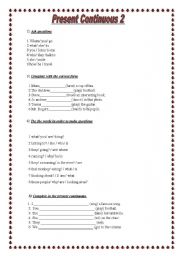 English worksheet: Present Continuous 2