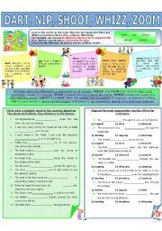 English Worksheet: COLLOCATION 67 - DART, NIP, SHOOT, WHIZZ, ZOOM