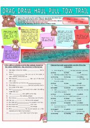 English Worksheet: COLLOCATION 68 - DRAG, DRAW, HAUL, PULL, TOW, TRAIL