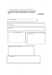 English Worksheet: Newspaper Treasure Hunt