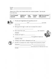 English worksheet: Nutrition