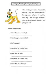 English Worksheet: have got/ has got 