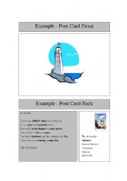 English Worksheet: Post Card Activity for Summer Camp