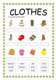 English Worksheet: CLOTHES