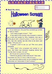 English Worksheet: Halloween Scream
