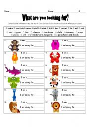 English Worksheet: What are you looking for?