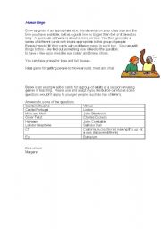 English Worksheet: bingo