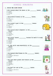 English Worksheet: SCHOOL SUBJECTS