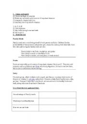 English Worksheet: test about food