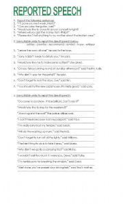 English Worksheet: Reported Speech