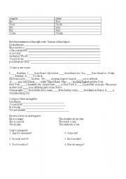 English Worksheet: Easy exercises with verb to be