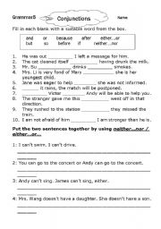 English Worksheet: Conjunctions