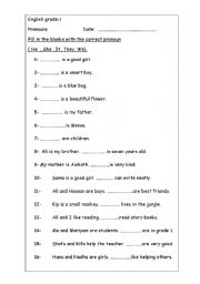 English worksheet: pronouns