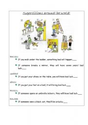 English Worksheet: First Conditional & Superstitions around the world