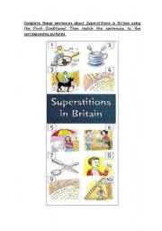 English Worksheet: First Conditional & Superstitions in Britain