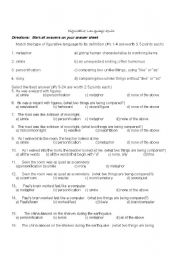 English Worksheet: Figurative Language Exam