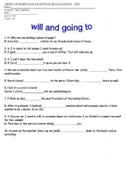 English Worksheet: will and going to