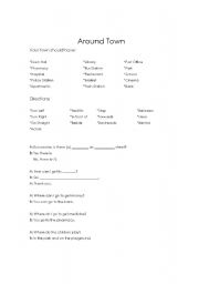 English Worksheet: around town