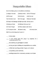 English worksheet: Transportation Idioms