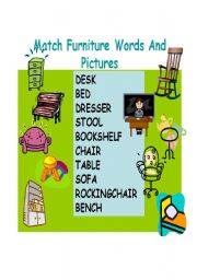 English Worksheet: FURNITURE WORDS AND PICTURES