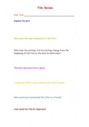 English Worksheet: film review