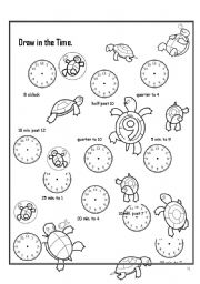 English Worksheet: Draw in the Time