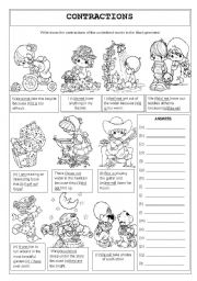 English Worksheet: Contractions