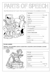 English Worksheet: Revision of parts of speech